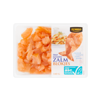 Huismerk Hout Gerookte Zalm Blokjes